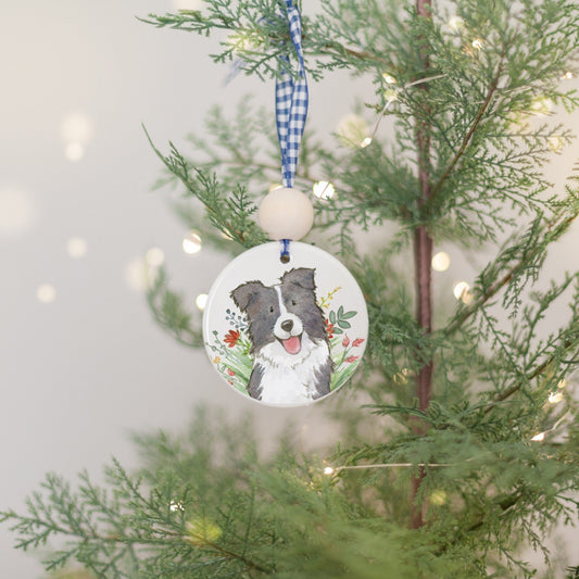 Border Collie Holiday Ornament, Custom Gift for Dog Lovers