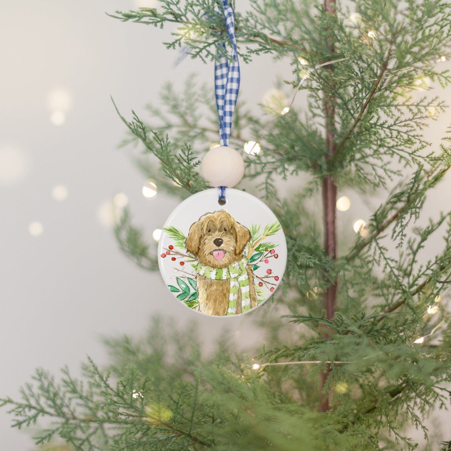 Personalized Golden Doodle Ornament, Holiday Gift For Dog Lovers