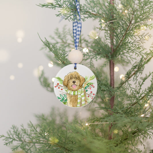 Personalized Golden Doodle Ornament, Holiday Gift For Dog Lovers