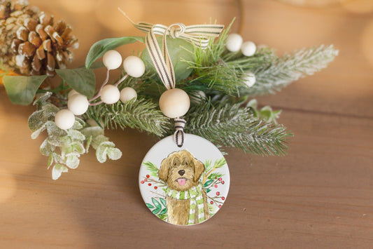 Personalized Golden Doodle Ornament, Holiday Gift For Dog Lovers