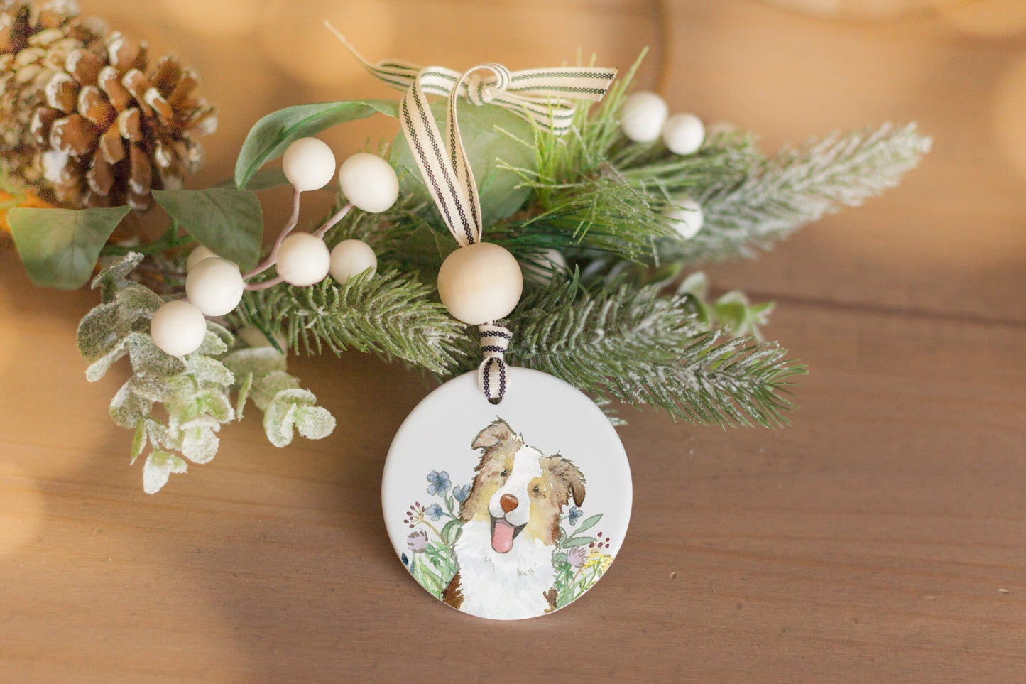 Red Merle Aussie Ornament, Personalized Australian Shepherd Gift