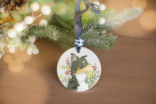 Black Tri Australian Shepherd Ornament, Personalized Gift for Aussie Lovers