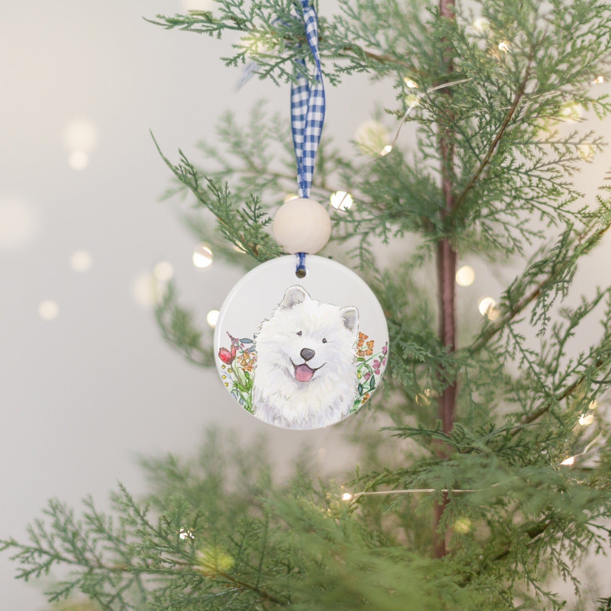 Samoyed Holiday Ornament, Personalized Gift for Dog Lovers
