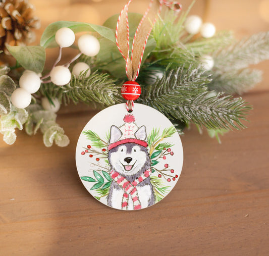 Personalized Siberian Husky Ornament, Dog Lover Holiday Gift
