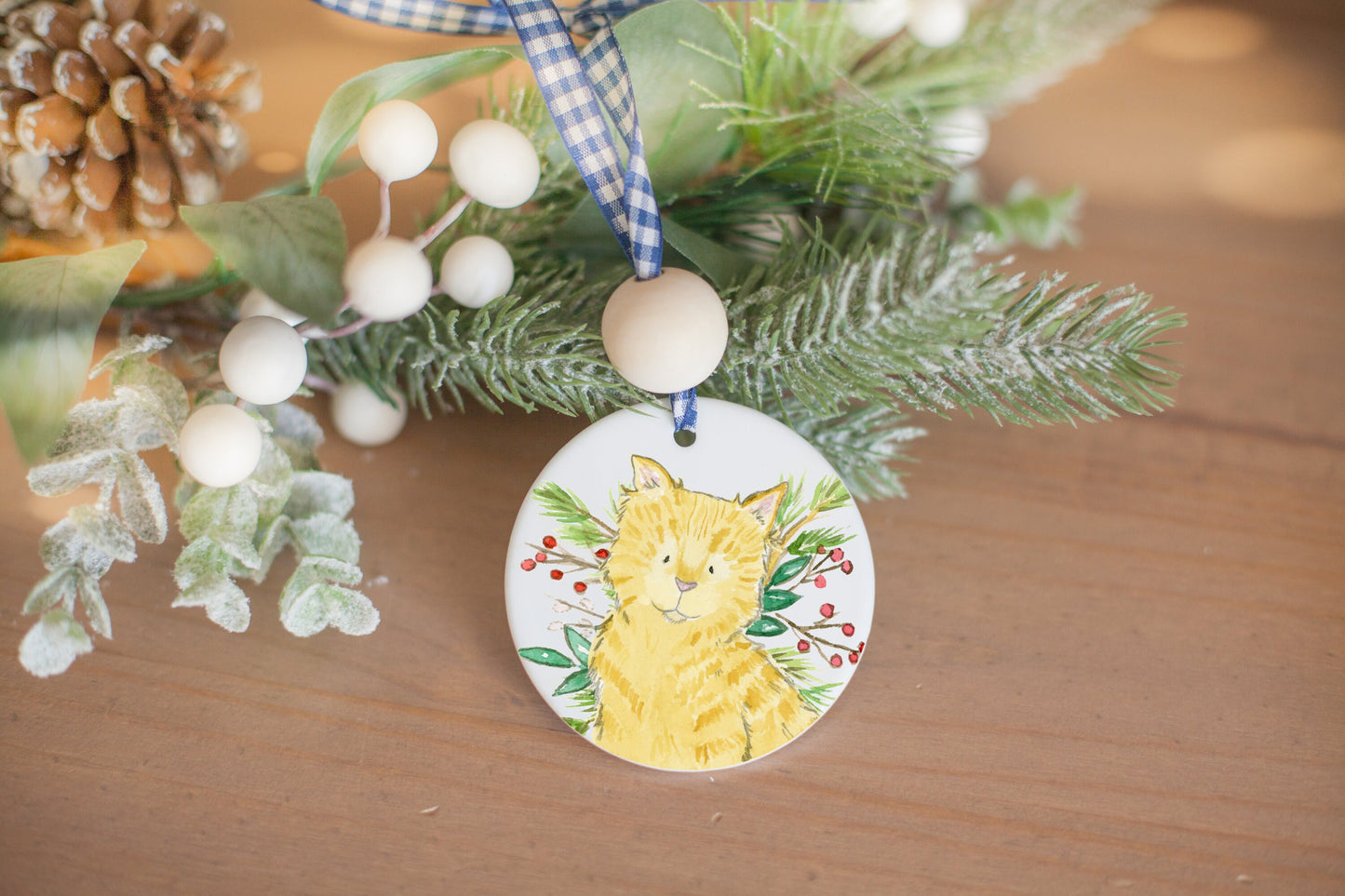 Personalized Ginger Tabby Cat Ornament, Gift for Cat Lovers