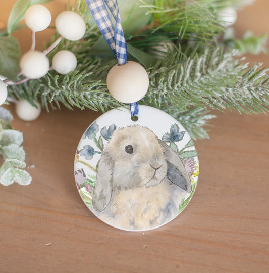 Personalized Holland Lop Ornament, Gift for Rabbit Lovers