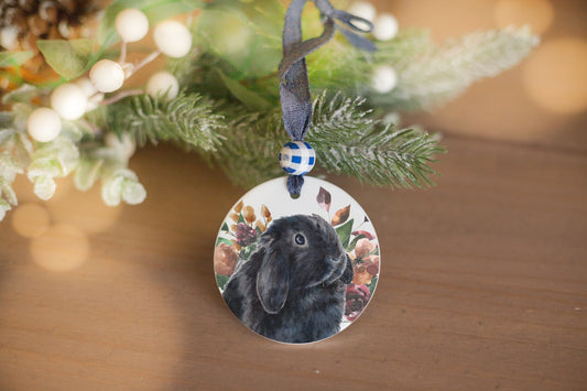 Personalized Black Holland Lop Ornament, Gift For Bunny Owner