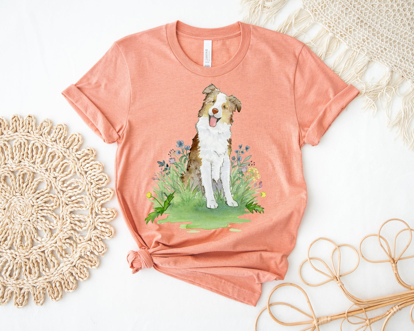 Coral red merle australian shepherd tee.
