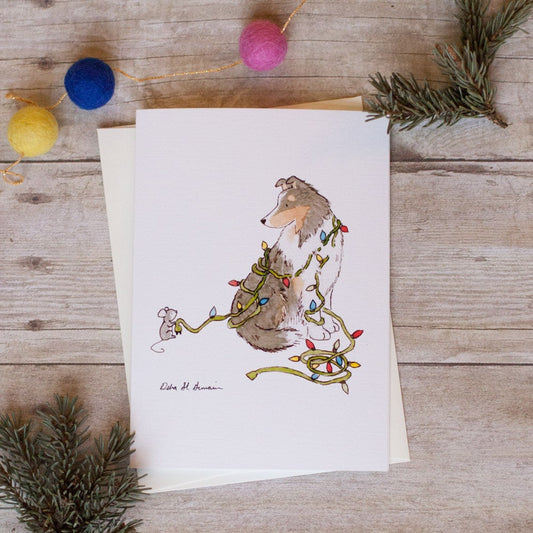 Sheltie Christmas Card Set, Shetland Sheepdog Holiday Card, 5 x 7  Card, Dog Lover Card, Sheltie Lover, Sheltie Gift, Collie Christmas Card