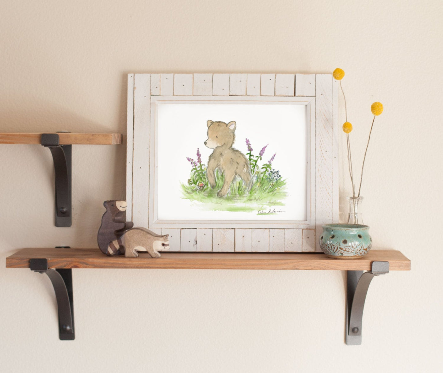 Woodland Nursery, Bear Cub Print, Forest Nursery Art, Grizzly Bear Cub, Watercolor Bear Art, Children's Art, Kids Wall Art, New Baby Art