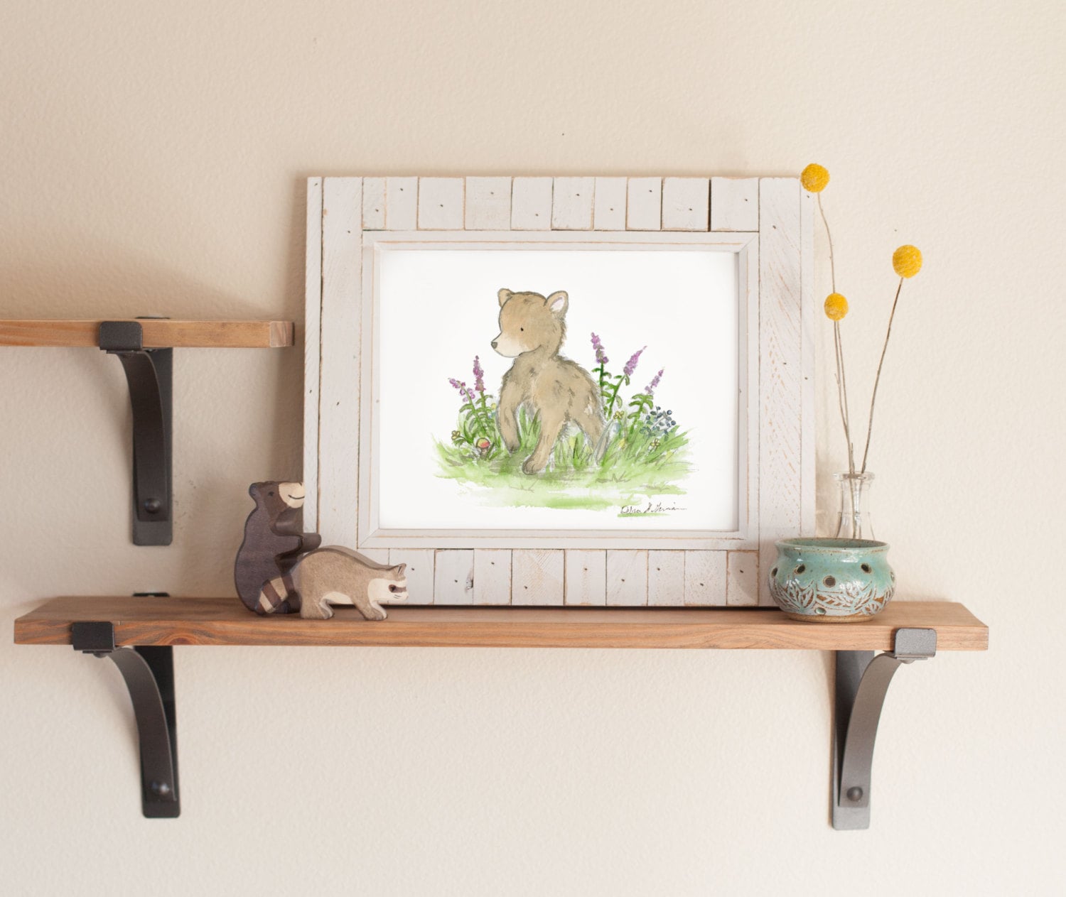 Woodland Nursery, Bear Cub Print, Forest Nursery Art, Grizzly Bear Cub, Watercolor Bear Art, Children's Art, Kids Wall Art, New Baby Art