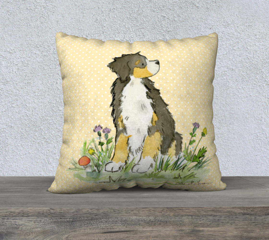 Bernese Mountain Dog Square Throw Pillow Cover, Dog Throw Pillow Case, Square Decorative Pillow Cover - Jasper and Ruby Art