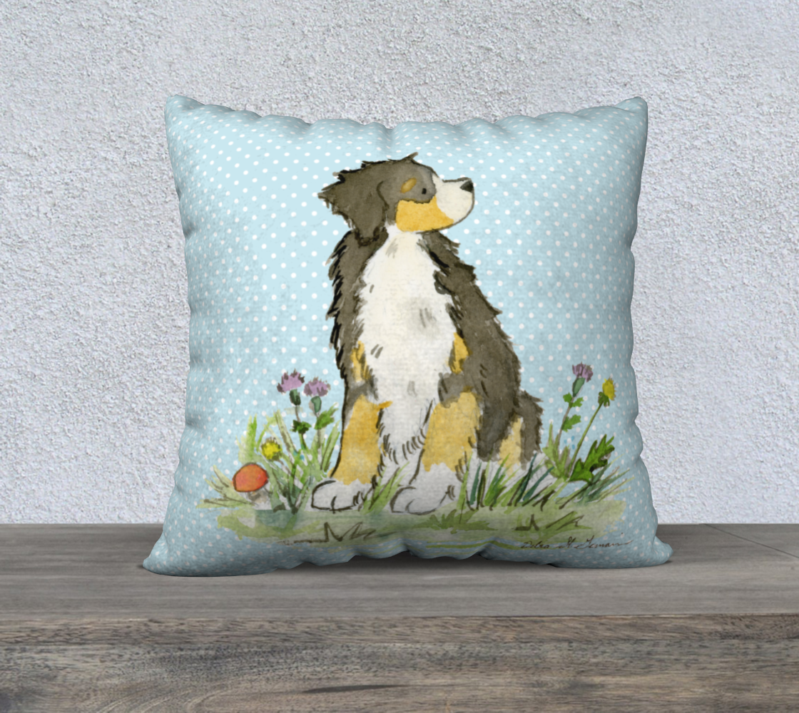 Bernese Mountain Dog Square Throw Pillow Cover, Dog Throw Pillow Case, Square Decorative Pillow Cover - Jasper and Ruby Art