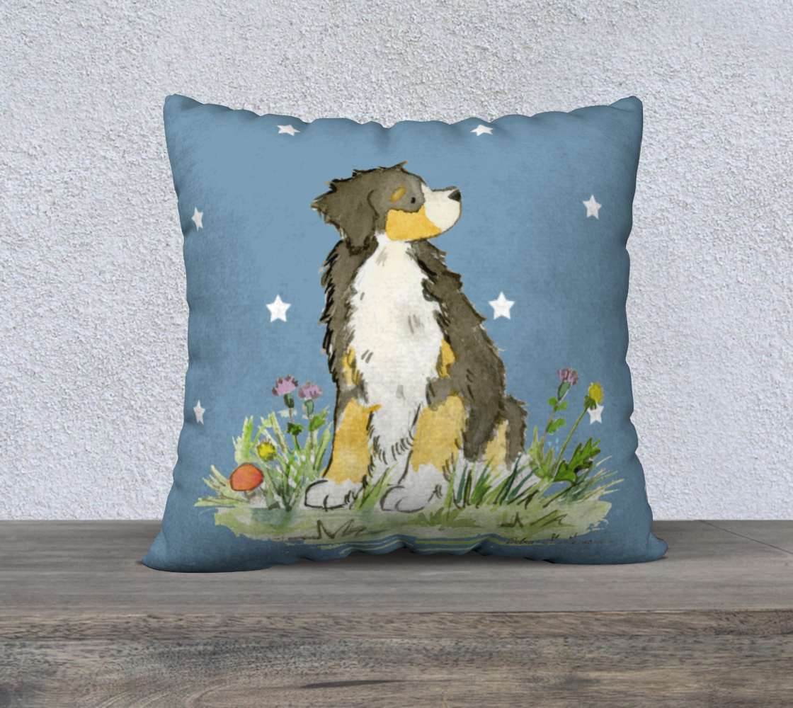 Bernese Mountain Dog Square Throw Pillow Cover, Dog Throw Pillow Case, Square Decorative Pillow Cover - Jasper and Ruby Art