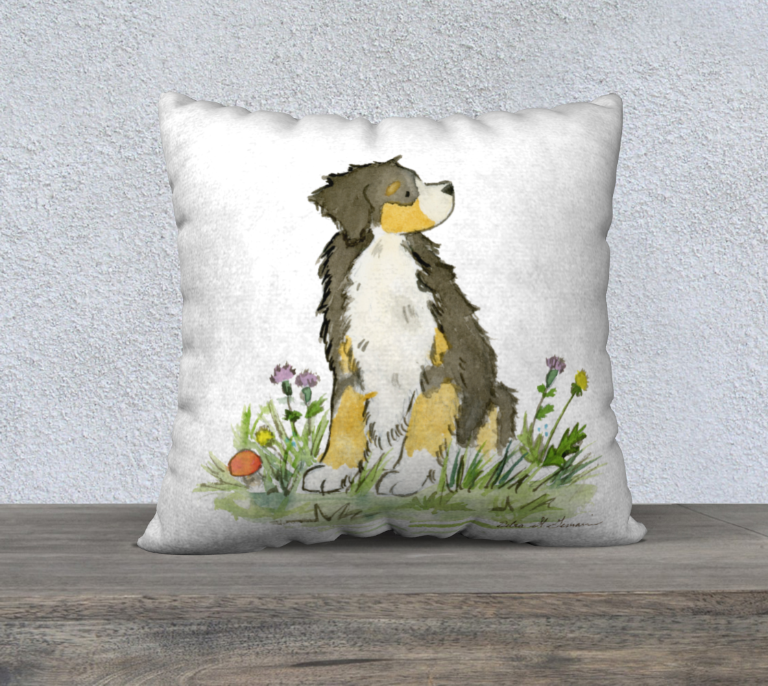 Bernese Mountain Dog Square Throw Pillow Cover, Dog Throw Pillow Case, Square Decorative Pillow Cover - Jasper and Ruby Art
