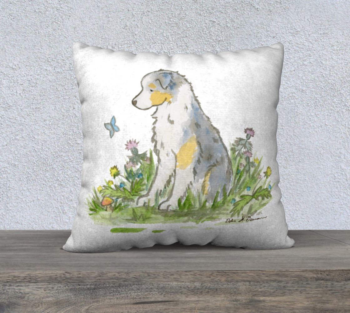 Blue Merle Australian Shepherd Square Throw Pillow Cover, Aussie Pillow Cover, Australian Shepherd Gift - Jasper and Ruby Art