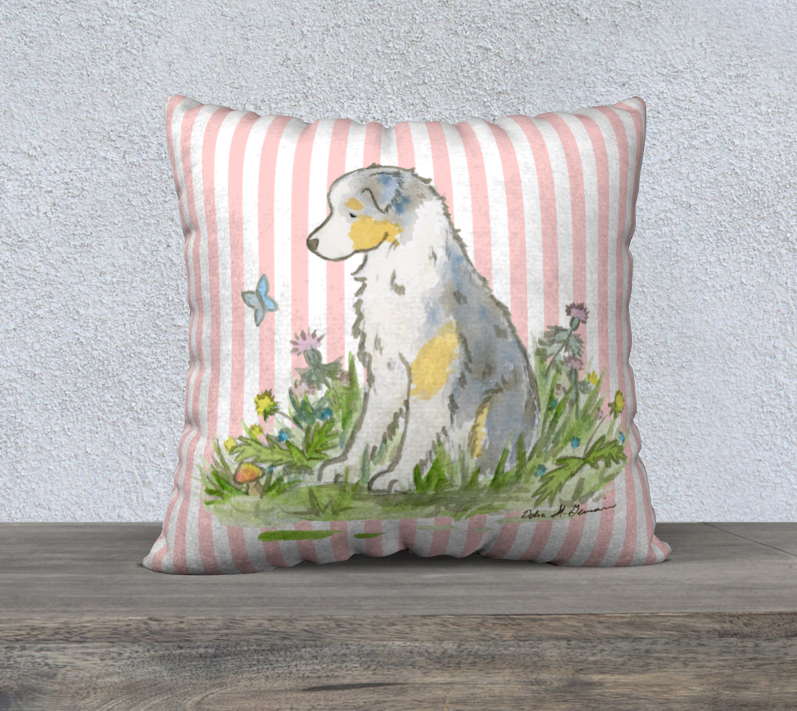 Blue Merle Australian Shepherd Square Throw Pillow Cover, Aussie Pillow Cover, Australian Shepherd Gift - Jasper and Ruby Art