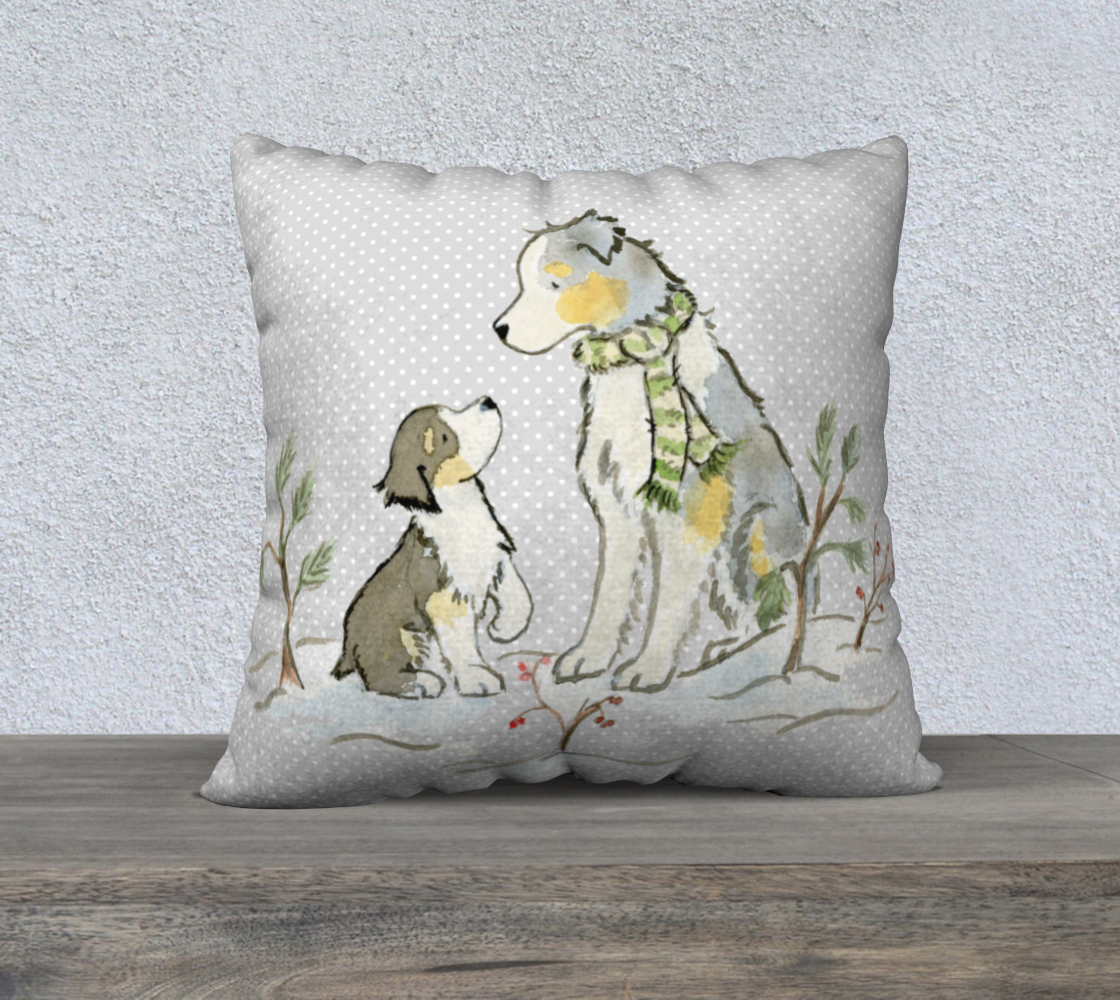 Australian Shepherd Holiday Square Throw Pillow Cover - Jasper and Ruby Art