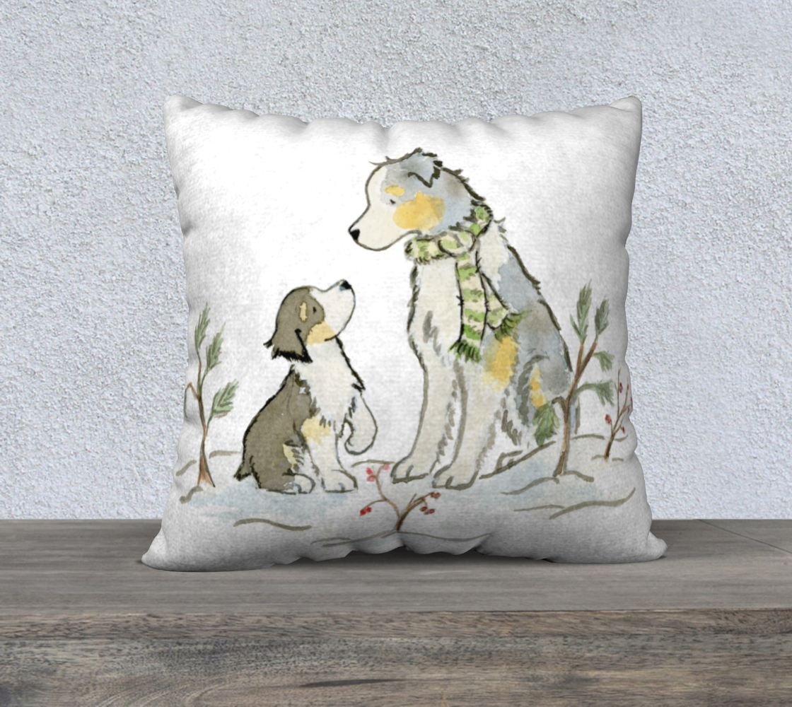 Australian Shepherd Holiday Square Throw Pillow Cover - Jasper and Ruby Art