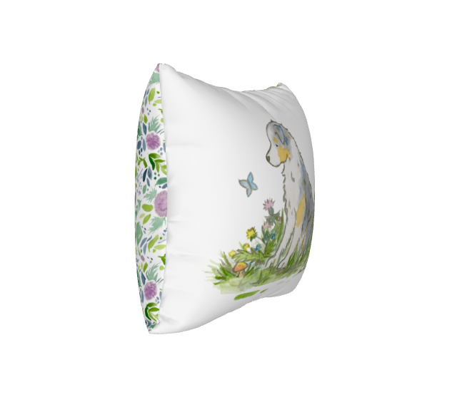 Blue Merle Australian Shepherd Square Throw Pillow Cover, Aussie Pillow Cover, Australian Shepherd Gift - Jasper and Ruby Art