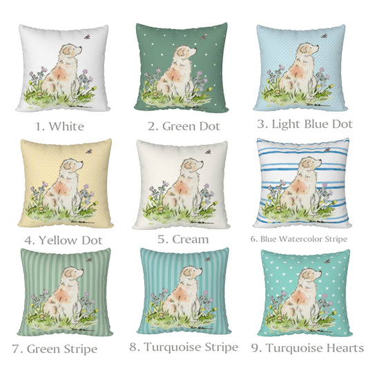 Red Merle Australian Shepherd Square Throw Pillow Cover - Jasper and Ruby Art