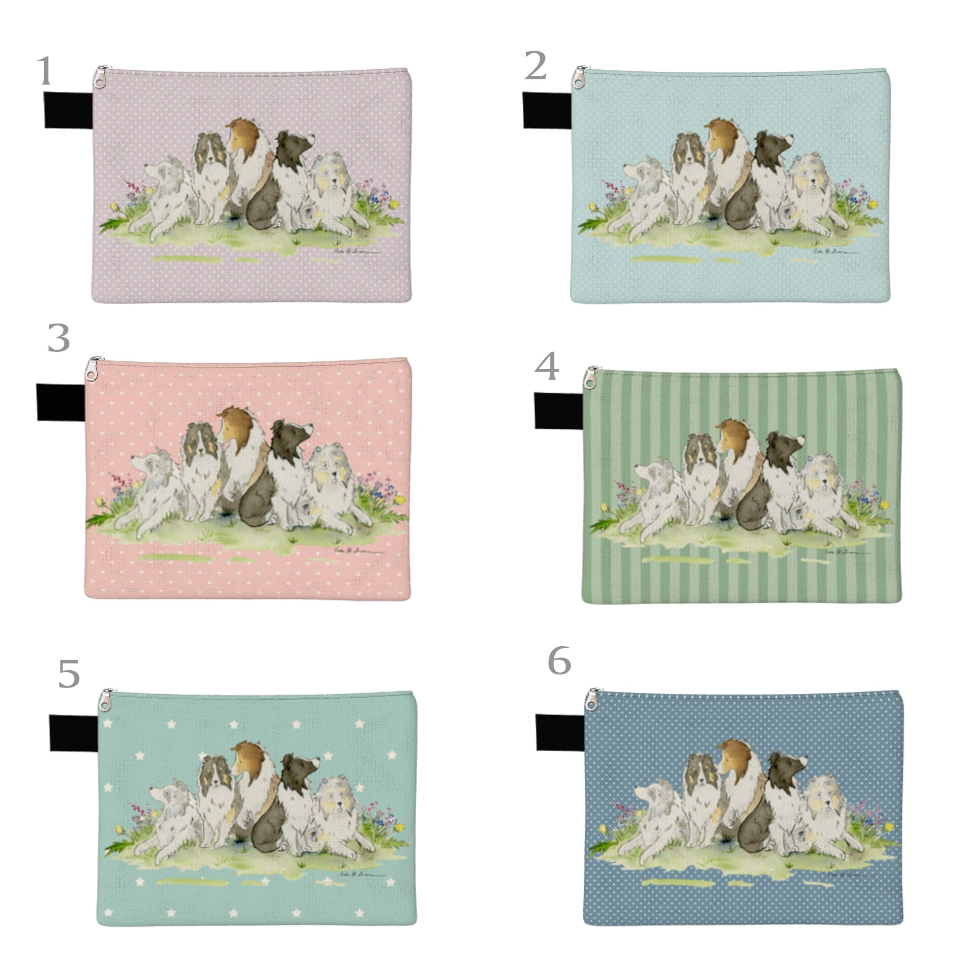 sheltie zipper pouch colors