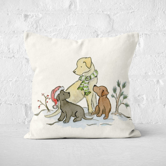 Labrador Retriever Holiday Square Throw Pillow Cover - Jasper and Ruby Art