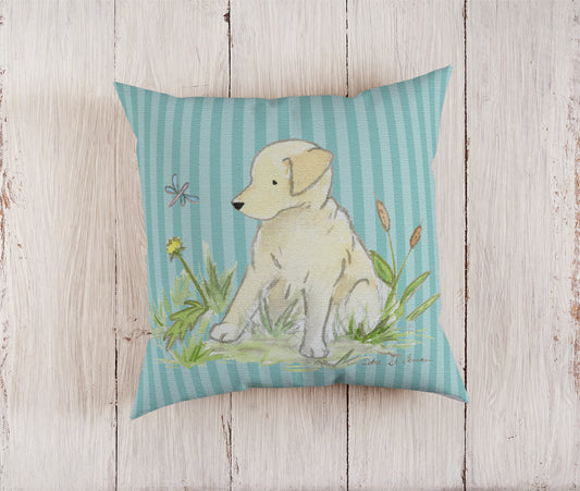 Yellow Lab Puppy Square Throw Pillow Cover - Jasper and Ruby Art