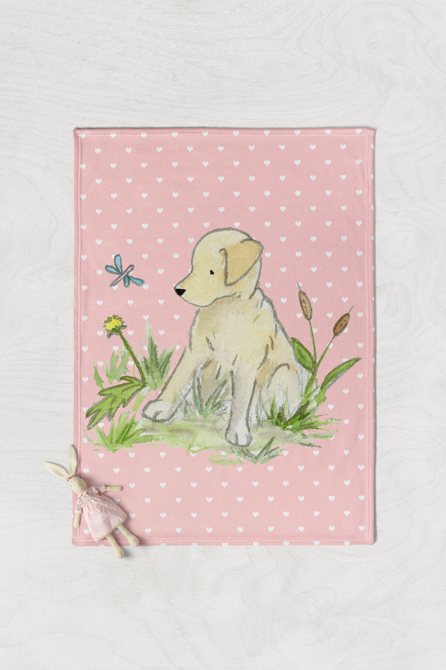 Yellow Lab Baby Blanket - Jasper and Ruby Art
