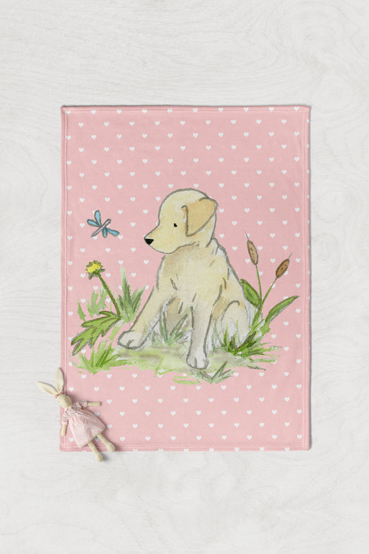 Yellow Lab Baby Blanket - Jasper and Ruby Art