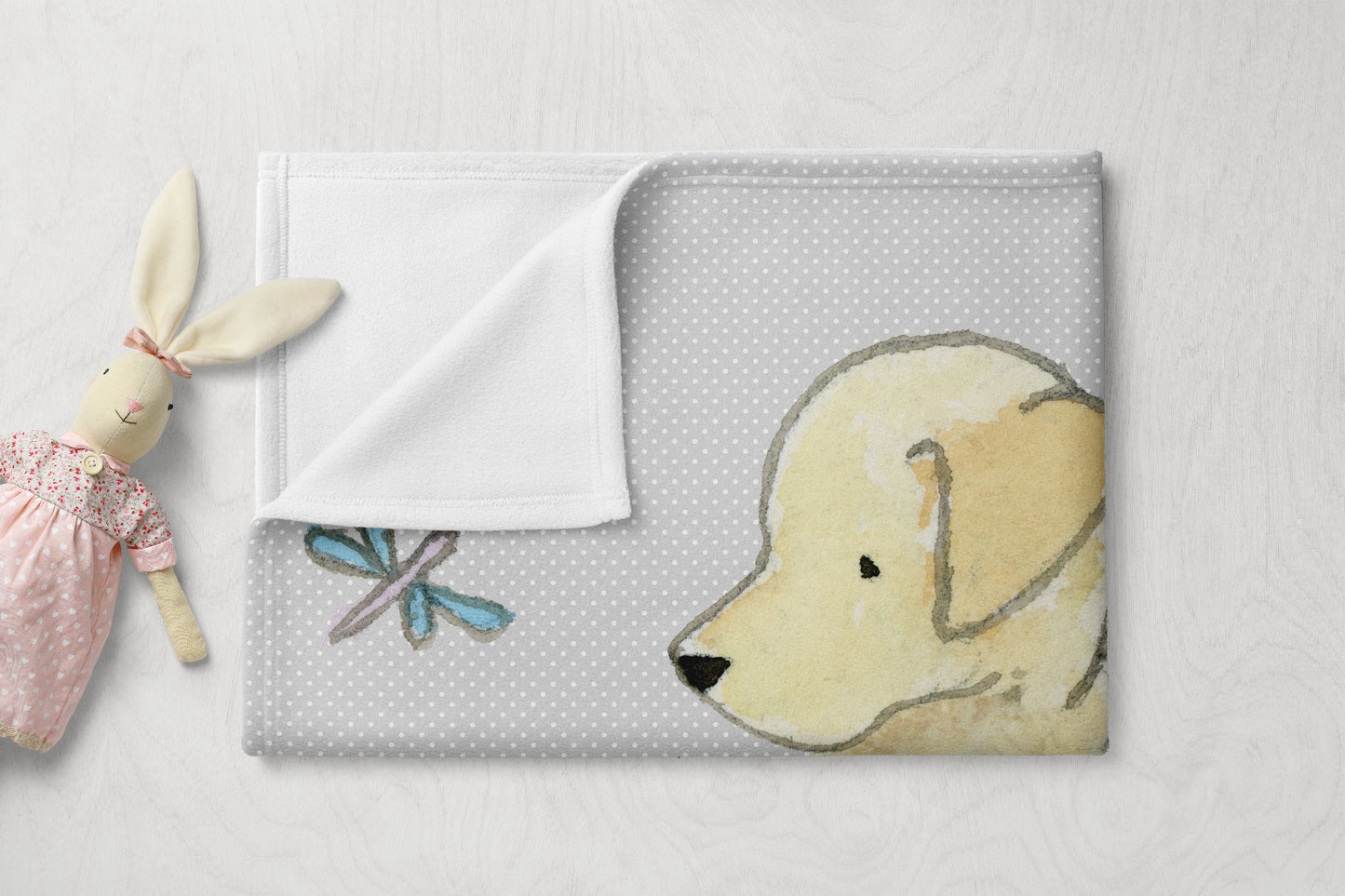 Yellow Lab Baby Blanket - Jasper and Ruby Art