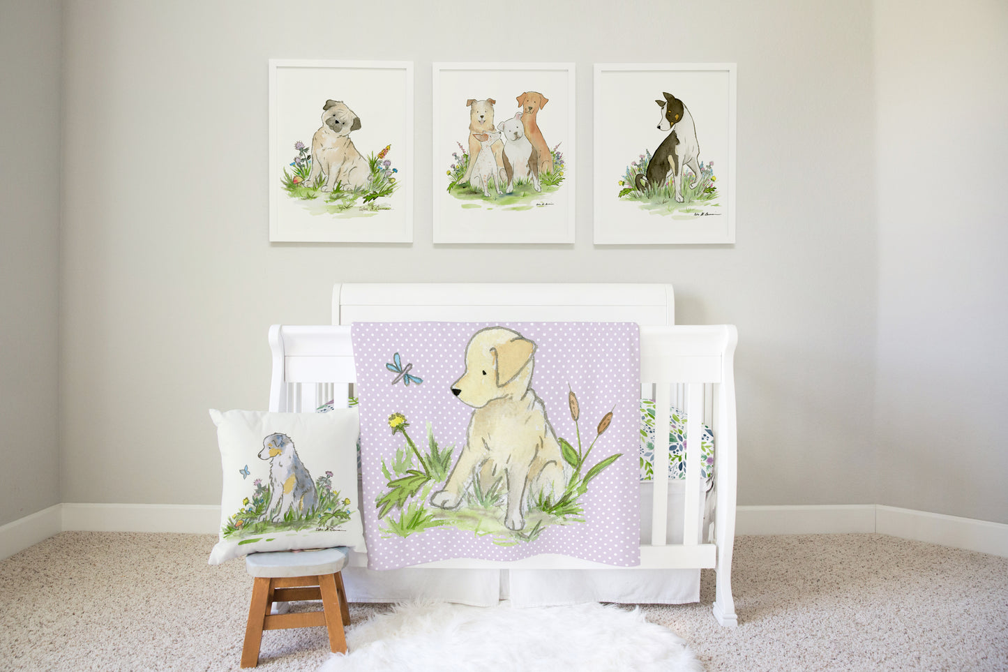 Yellow Lab Baby Blanket - Jasper and Ruby Art