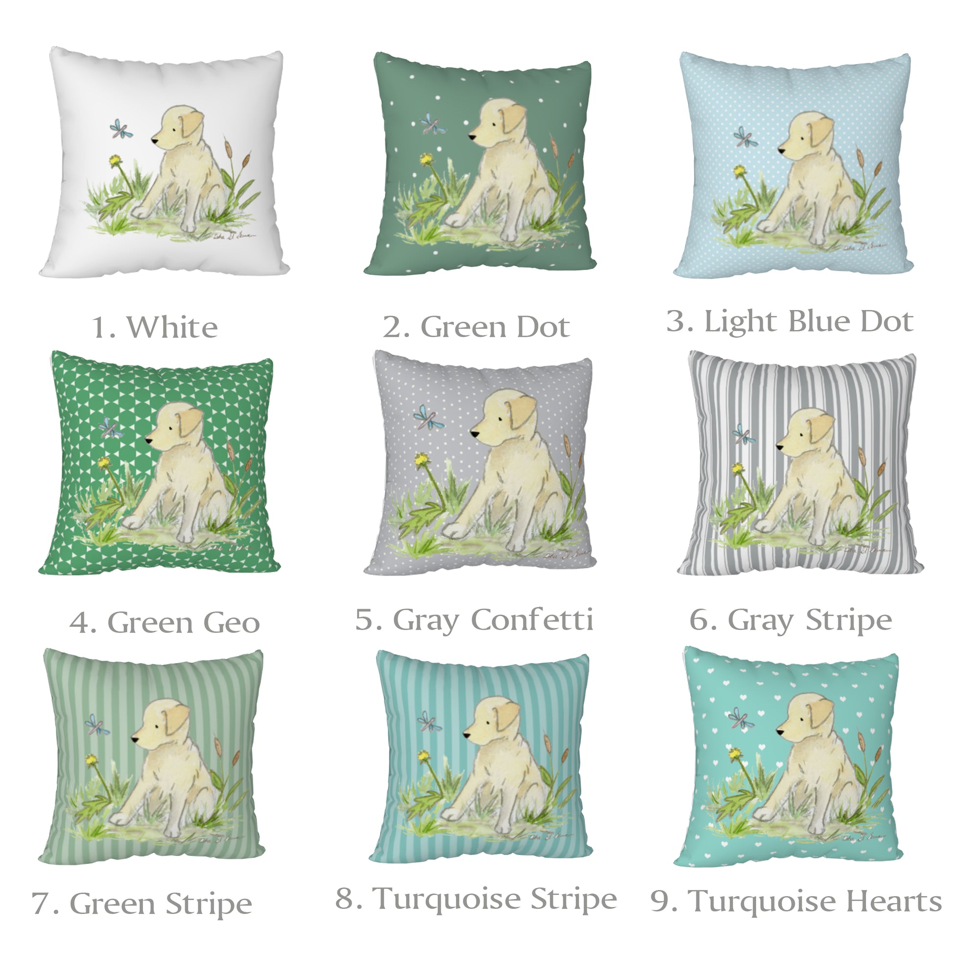 Yellow Lab Puppy Square Throw Pillow Cover - Jasper and Ruby Art