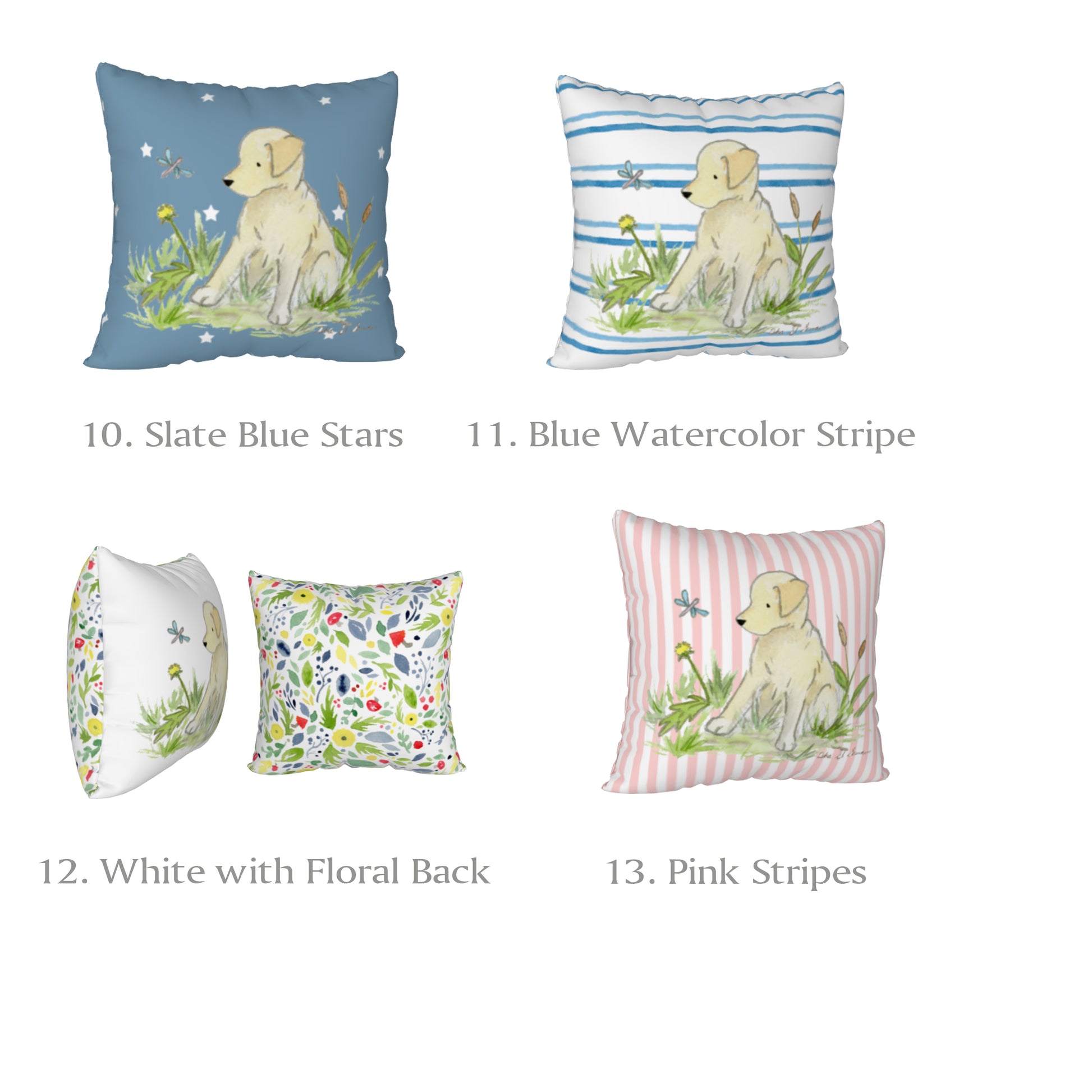 Yellow Lab Puppy Square Throw Pillow Cover - Jasper and Ruby Art