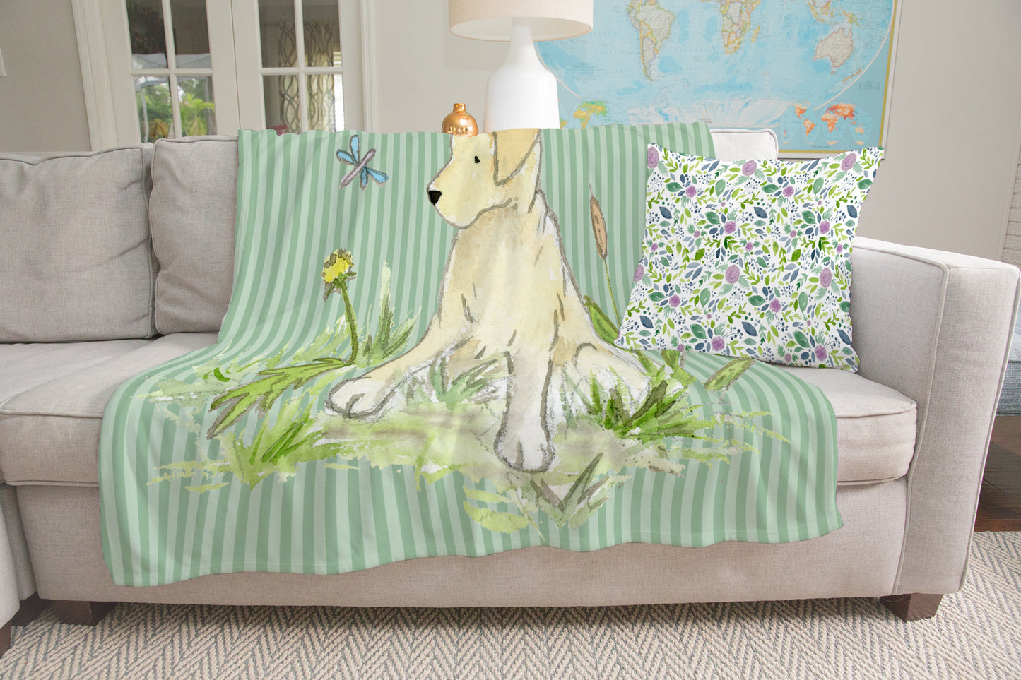 Yellow Lab Throw Blanket - Jasper and Ruby Art