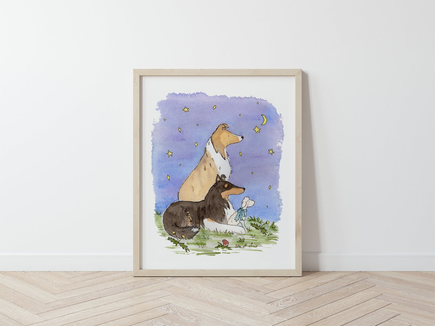 Watercolor Rough Collie Art Print