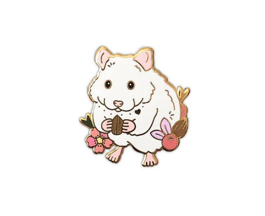 White Hamster Enamel Pin