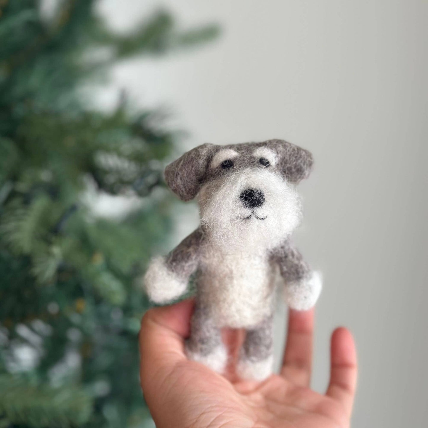 Felt Finger Puppet: Schnauzer Dog