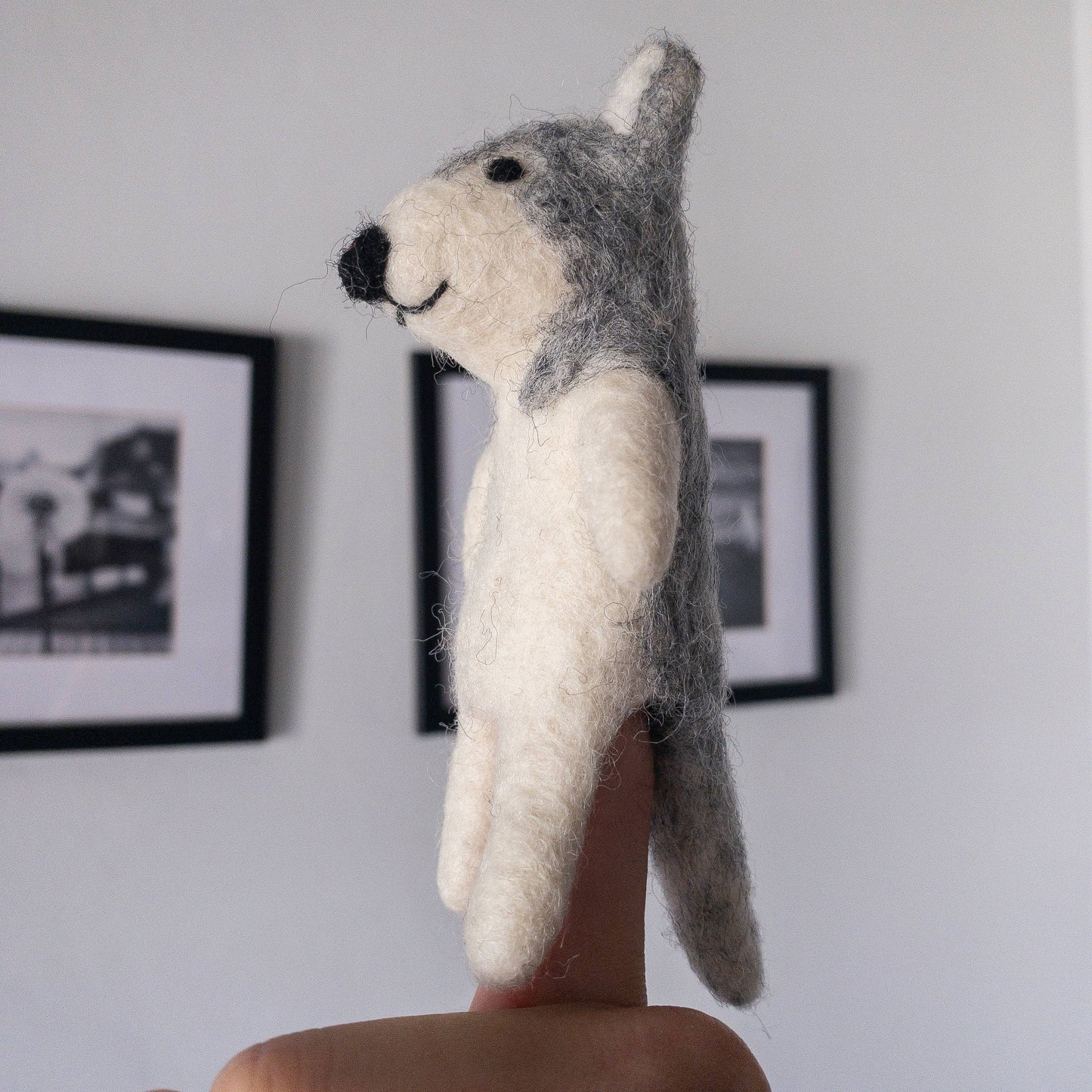Felt Wool Finger Puppet: Alaskan Husky Dog