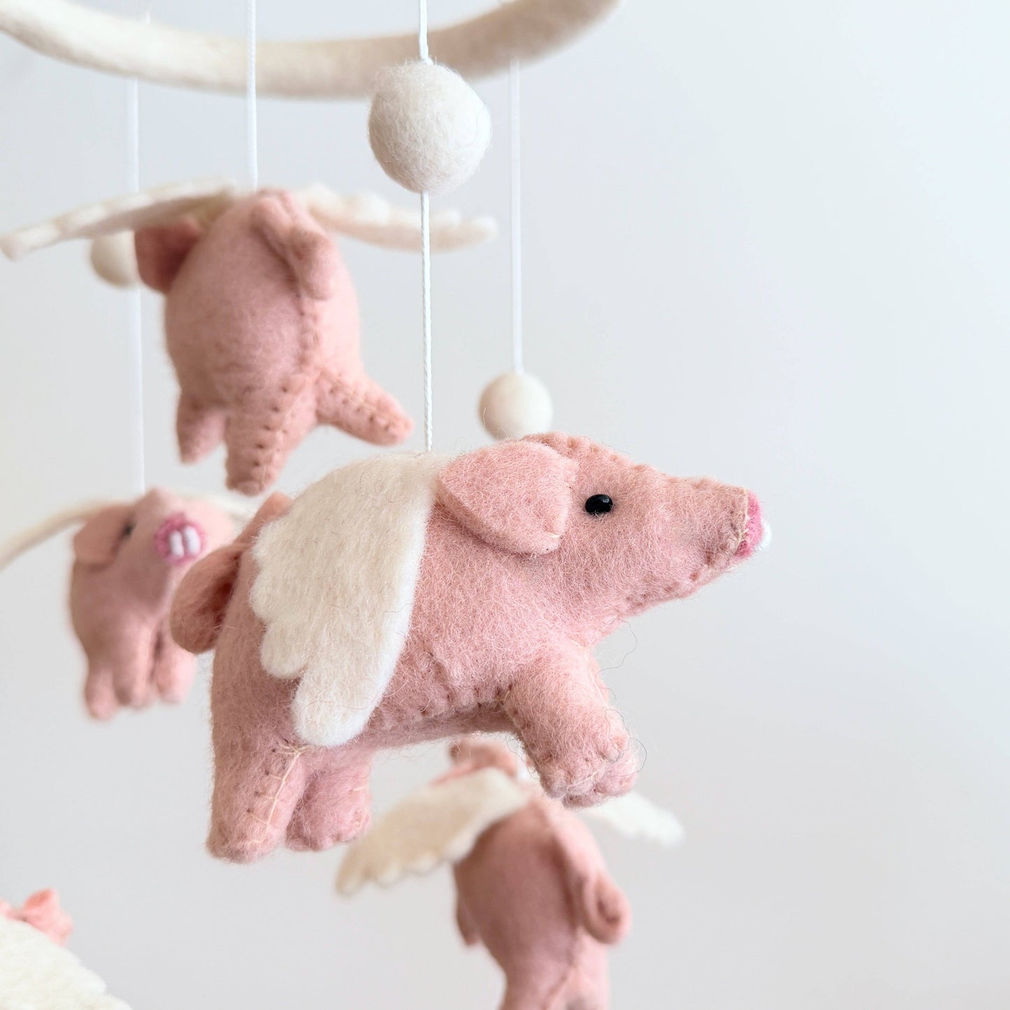 Felt Baby Mobile - Flying Pig - Jasper and Ruby Art
