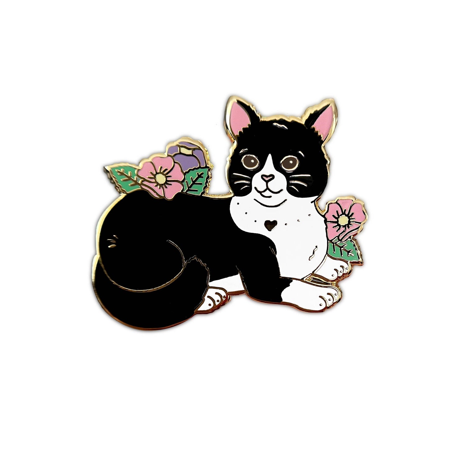 Black Tuxedo Cat Enamel Pin