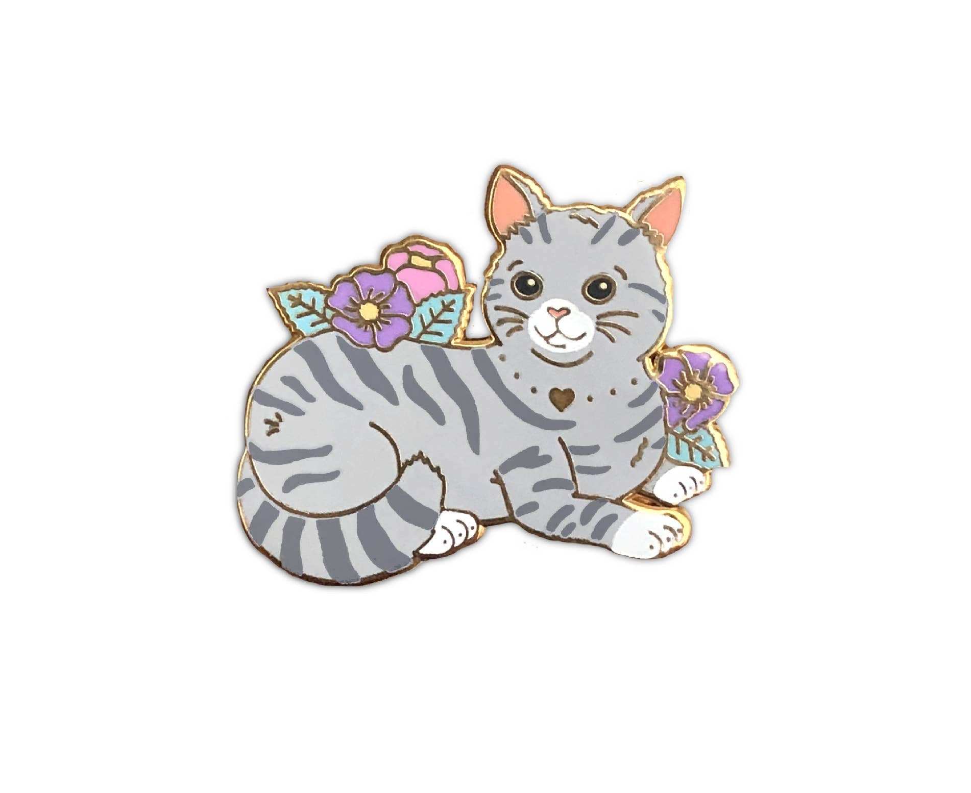 Grey Tabby Cat Enamel Pin