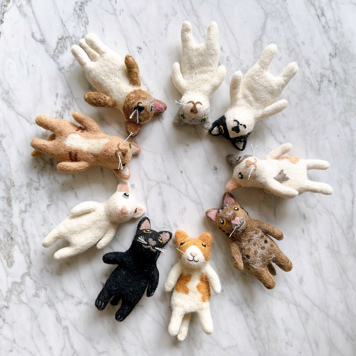Jasper and Ruby wool cat finger puppets