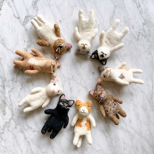 Jasper and Ruby wool cat finger puppets