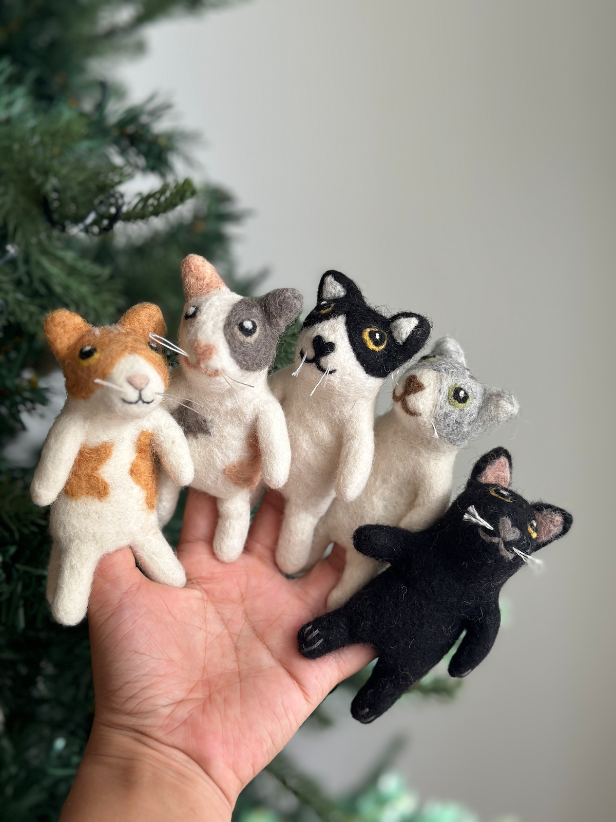 Jasper and Ruby wool cat finger puppets