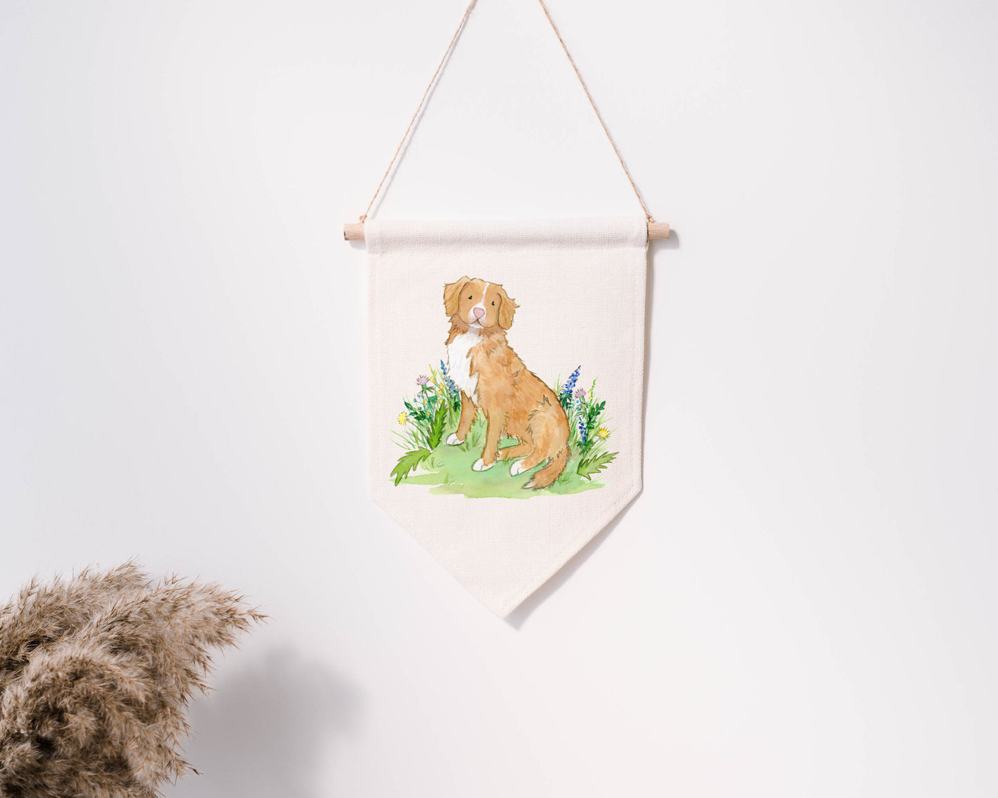 Nova Scotia Duck tolling retriever on a cotton canvas banner wall hanging