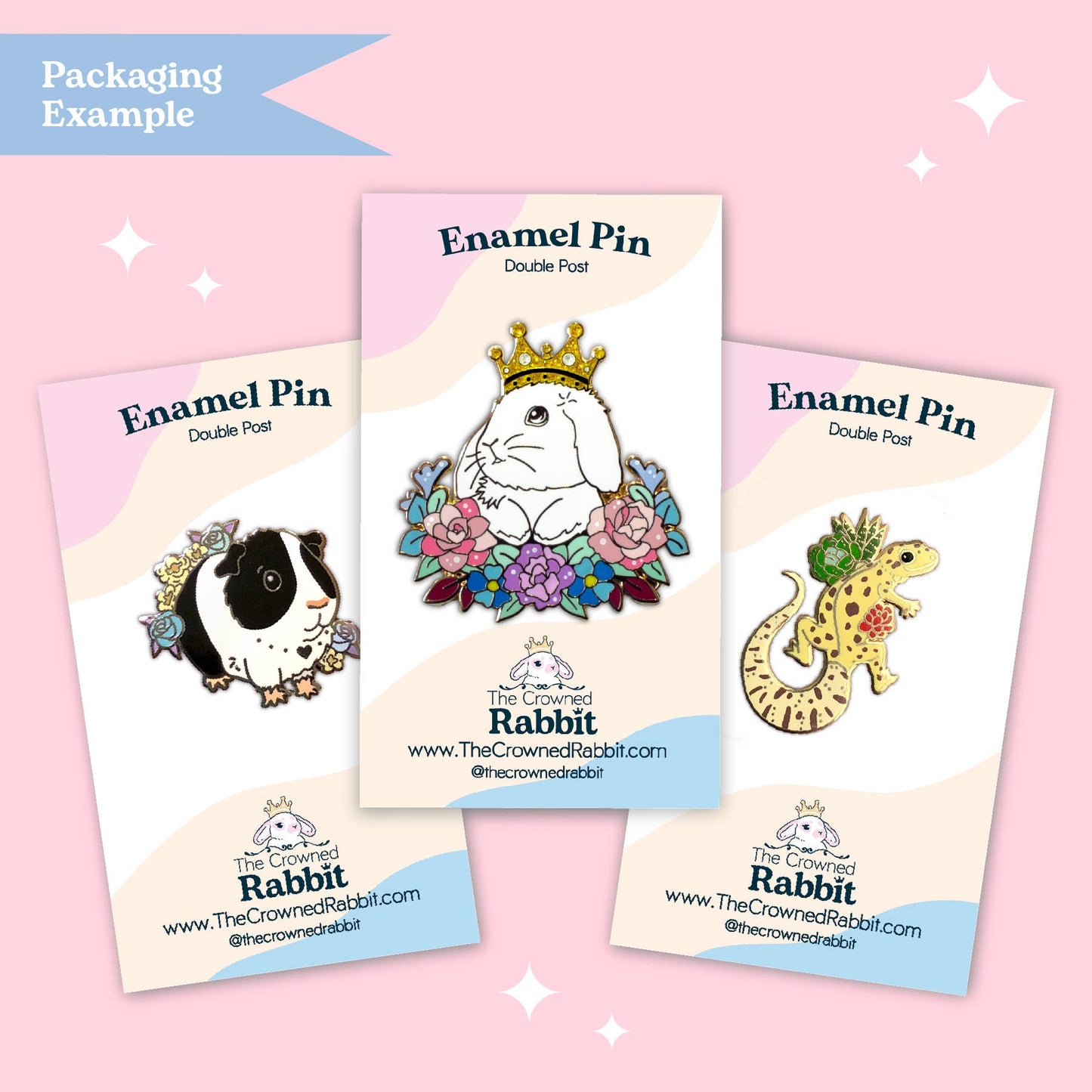 enamel animal pins on backing cards