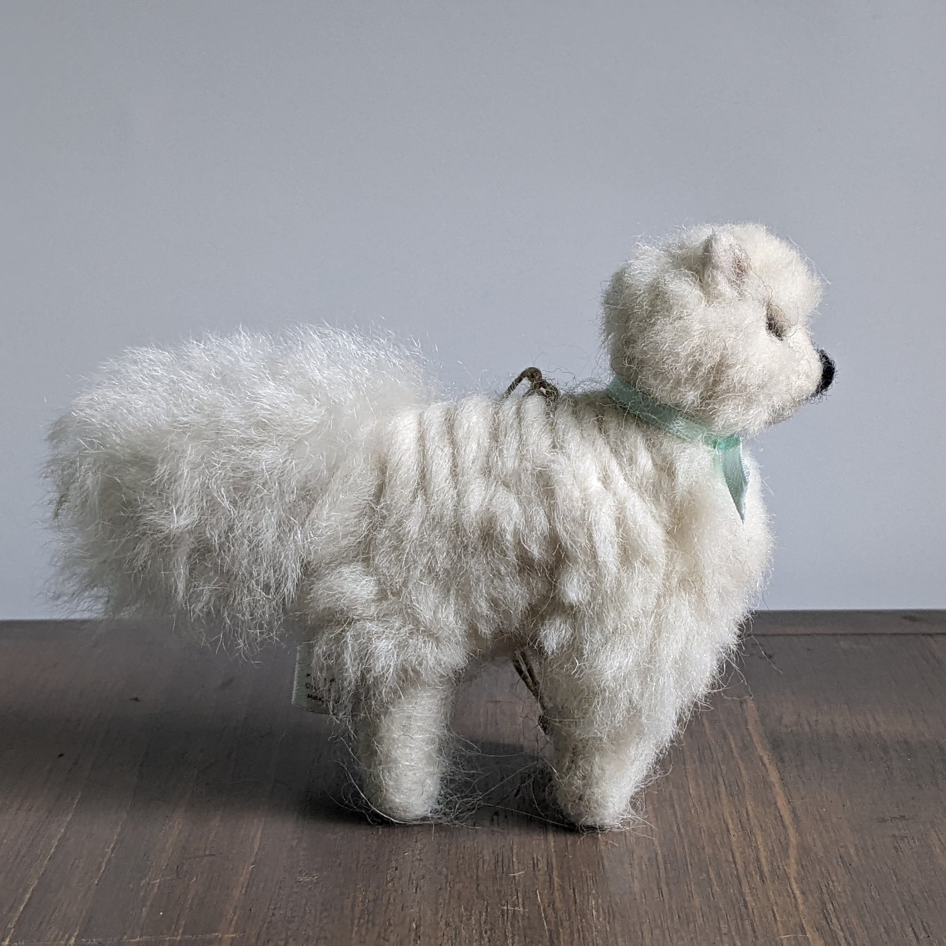 Needle felted wool samoyed dog sculpture