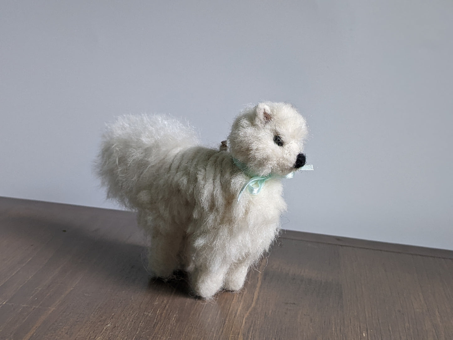 Needle felted wool samoyed dog sculpture