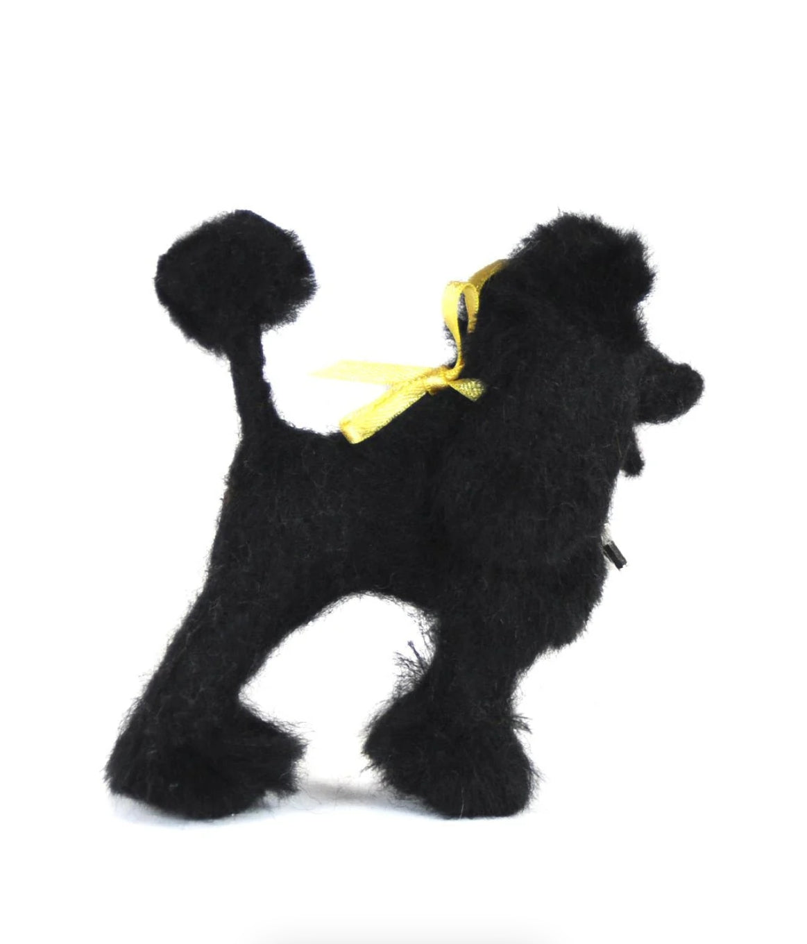 Felted Black Poodle Dog Sculpture: Alpaca Fiber Decor